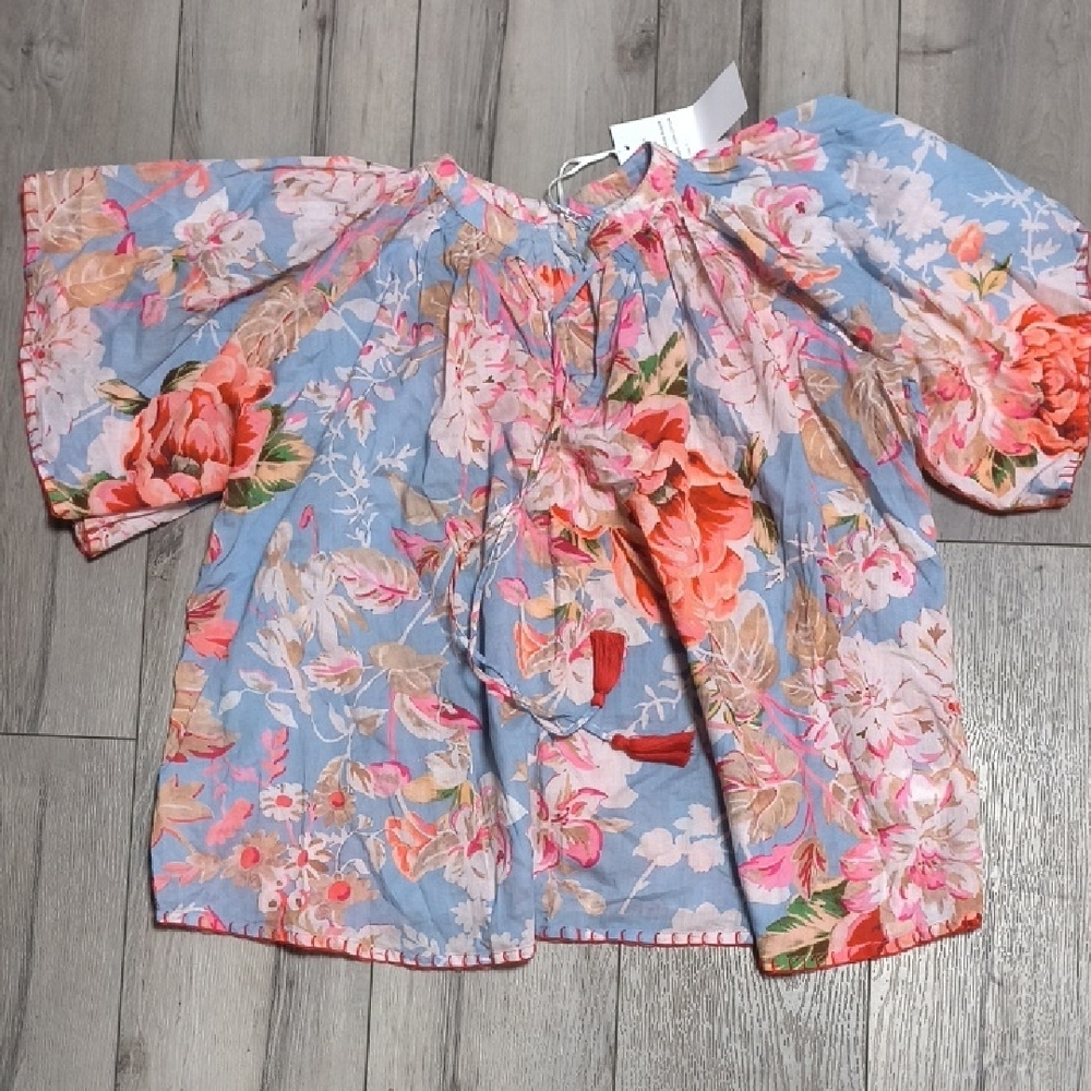 Floral Blue and Pink Blouse